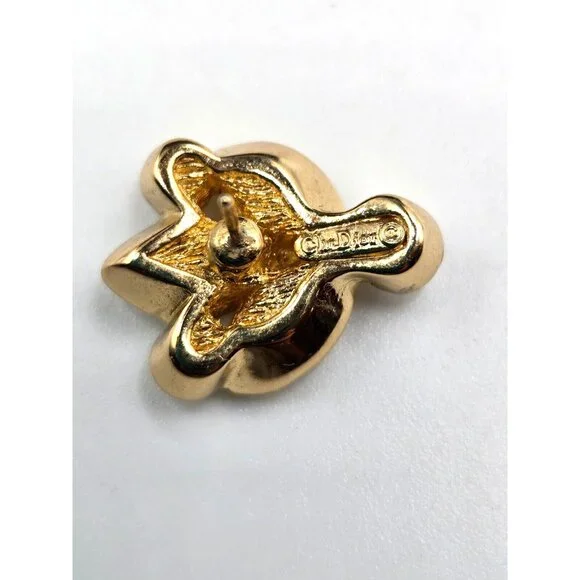 Christian Dior Signed Crystal Rhinestone Gold Plated stud Earrings Rare design - Picture 3 of 7